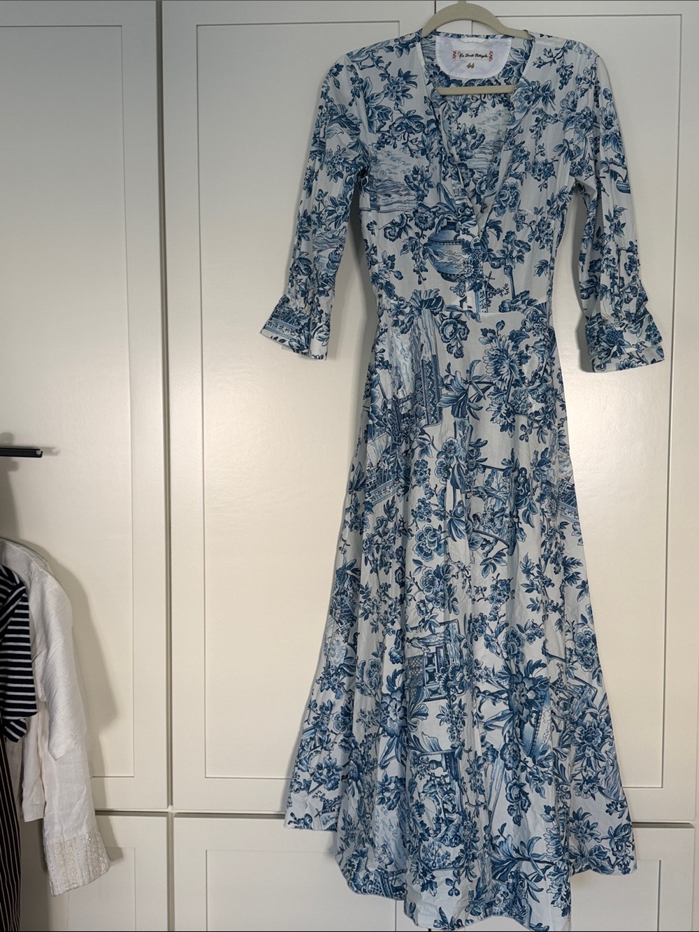 Le sarte pettegole blue floral print dress toile 44 luxe
